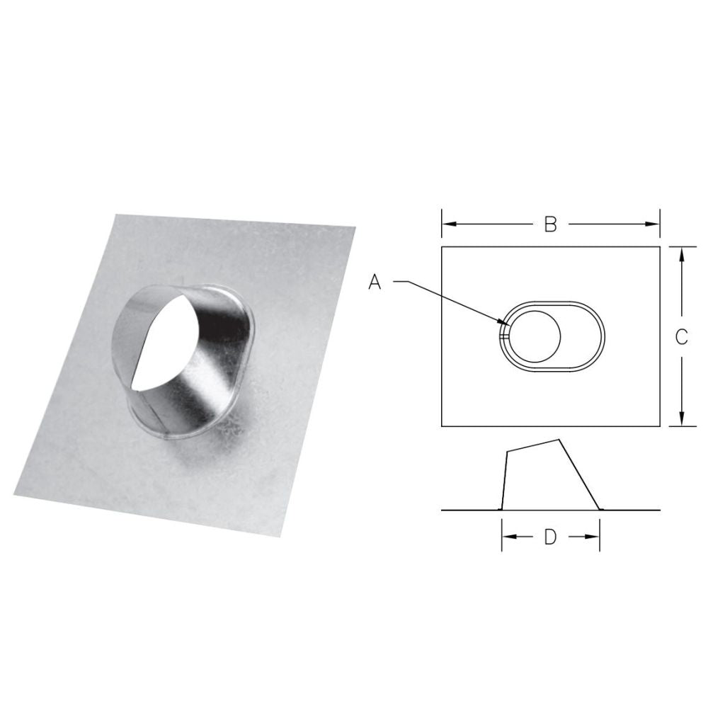 M&G DuraVent 4" B-Vent 6/12 to 12/12 Adjustable Steep Roof Flashing - 4BVFSR