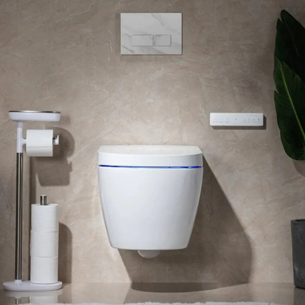 Trone Wall-Hung Hung Smart Bidet Toilet Combo with Heated Seat, Night Light, Auto-Flush, 1.6/1.1 GPF, White - STV7216