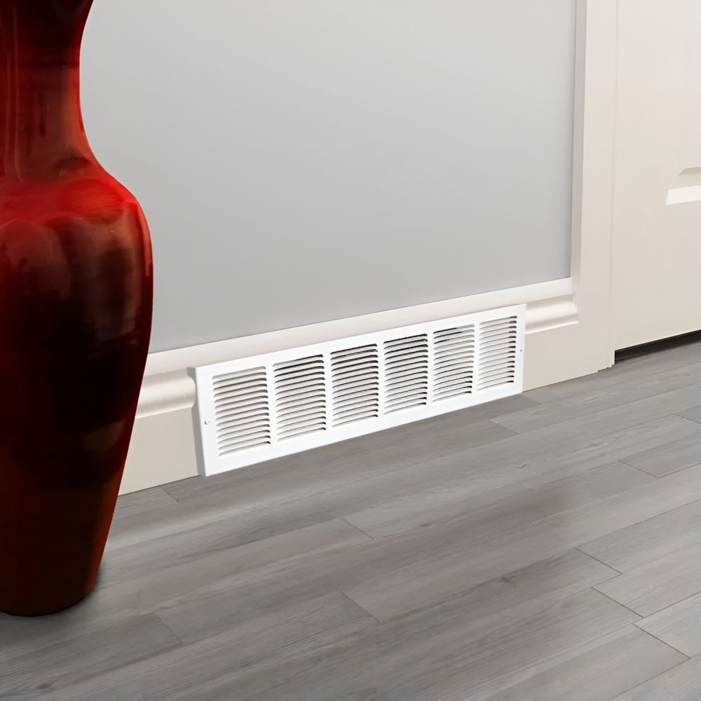 Shoemaker 30" x 6" Baseboard Return Air Grille, Soft White - 1150-30X6