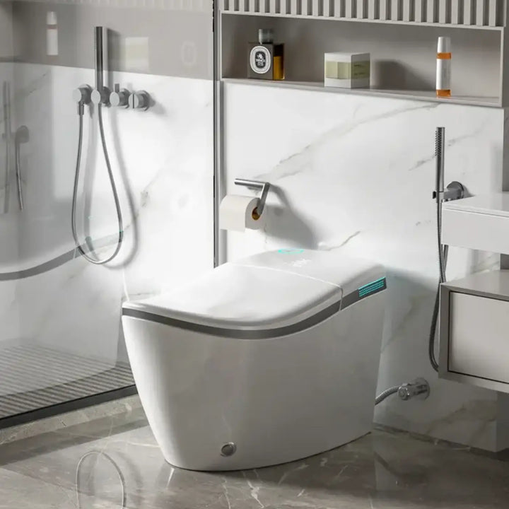 Hands‑Free Smart Toilet with Heated Seat, UV Sterilization, Aromatherapy, and ToeTouch Control