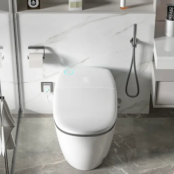 Hands‑Free Smart Toilet with Heated Seat, UV Sterilization, Aromatherapy, and ToeTouch Control