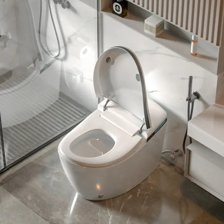 Hands‑Free Smart Toilet with Heated Seat, UV Sterilization, Aromatherapy, and ToeTouch Control