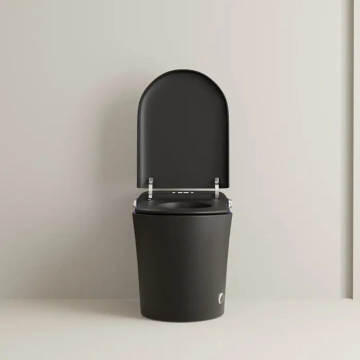 Automatic Matte Black Smart Toilet with Voice Control, Warm‑Water Bidet, and UV Sterilization