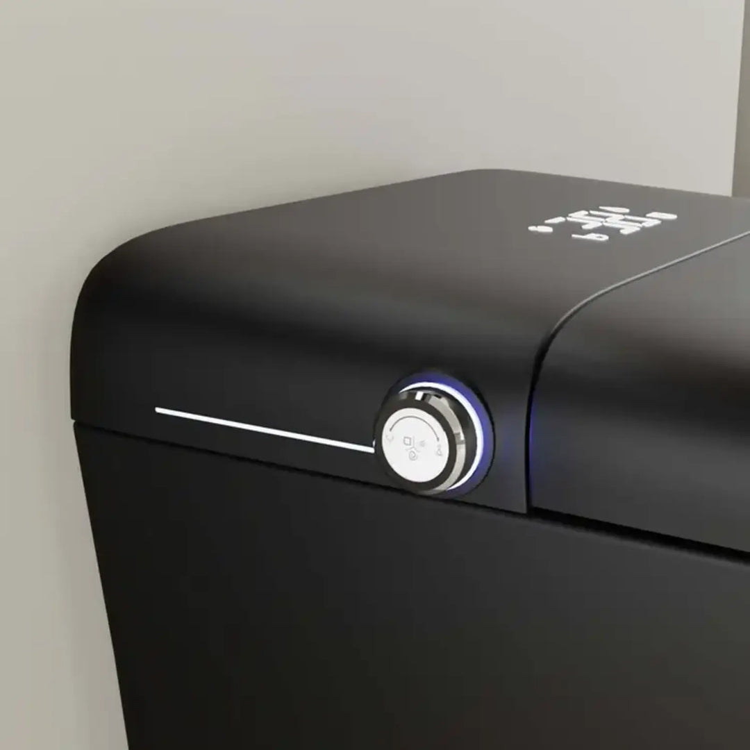 Automatic Matte Black Smart Toilet with Voice Control, Warm‑Water Bidet, and UV Sterilization