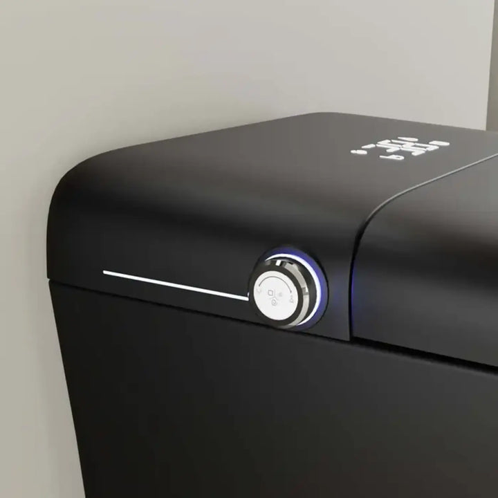 Automatic Matte Black Smart Toilet with Voice Control, Warm‑Water Bidet, and UV Sterilization