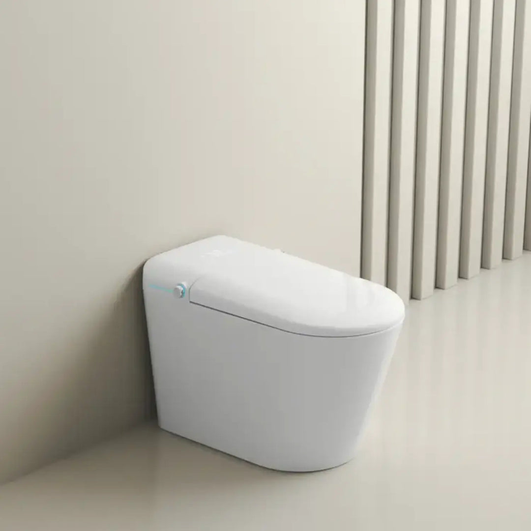 Automatic White Smart Toilet with Voice Control, Warm Wash Bidet, and UV Sterilization