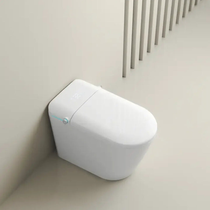 Automatic White Smart Toilet with Voice Control, Warm Wash Bidet, and UV Sterilization