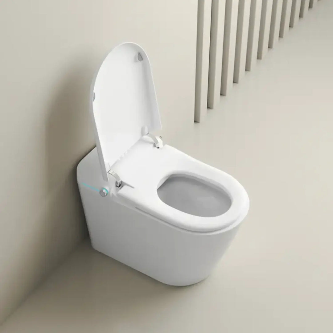 Automatic White Smart Toilet with Voice Control, Warm Wash Bidet, and UV Sterilization