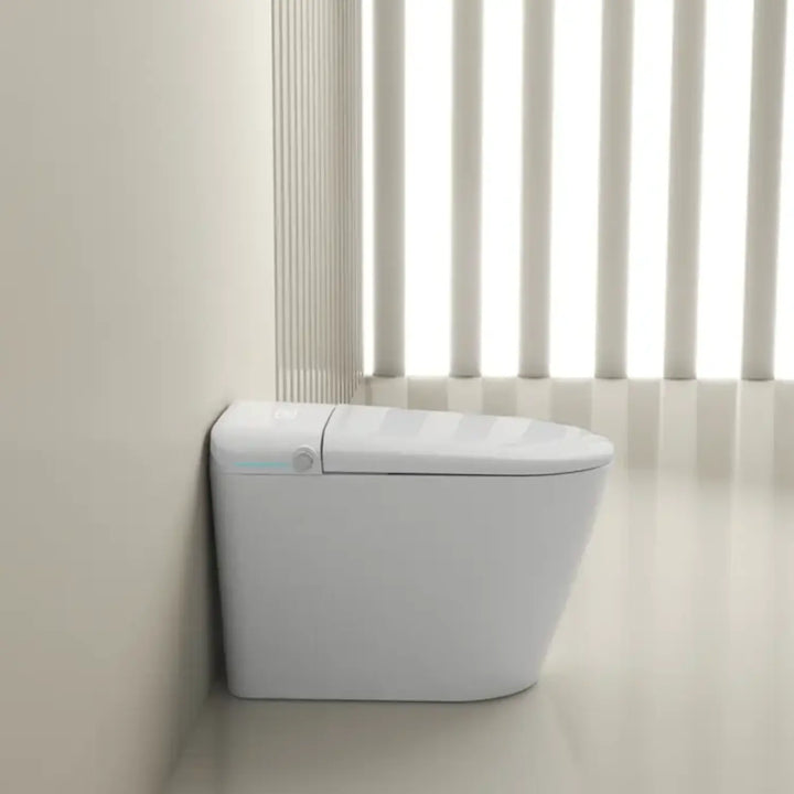 Automatic White Smart Toilet with Voice Control, Warm Wash Bidet, and UV Sterilization