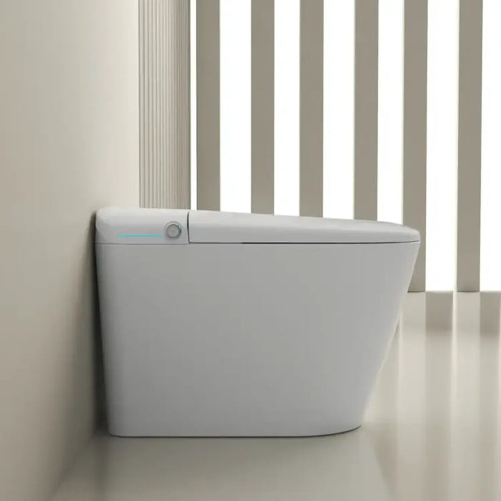 Automatic White Smart Toilet with Voice Control, Warm Wash Bidet, and UV Sterilization