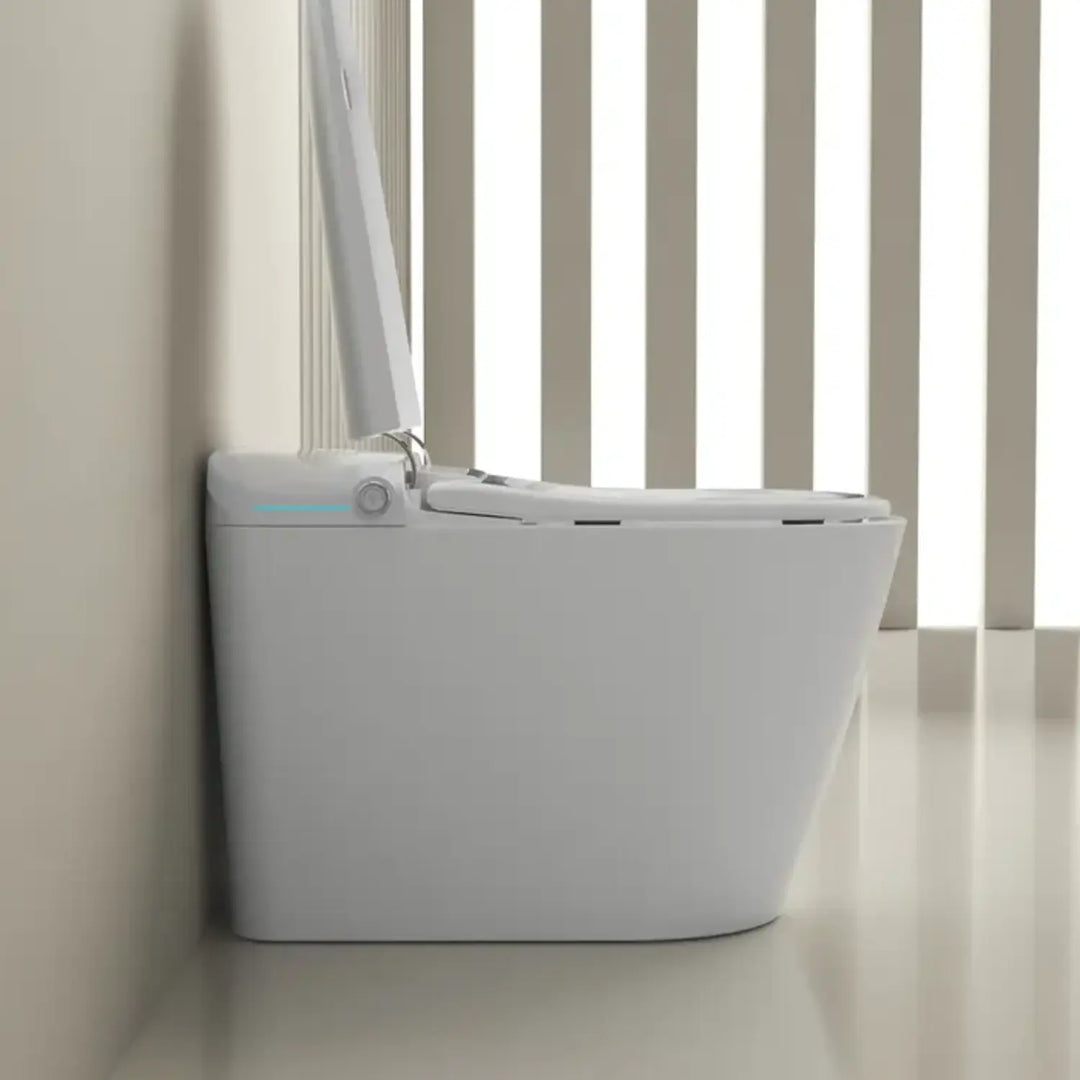 Automatic White Smart Toilet with Voice Control, Warm Wash Bidet, and UV Sterilization