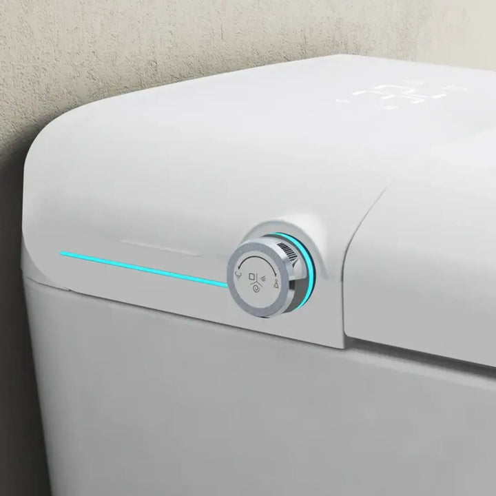 Automatic White Smart Toilet with Voice Control, Warm Wash Bidet, and UV Sterilization