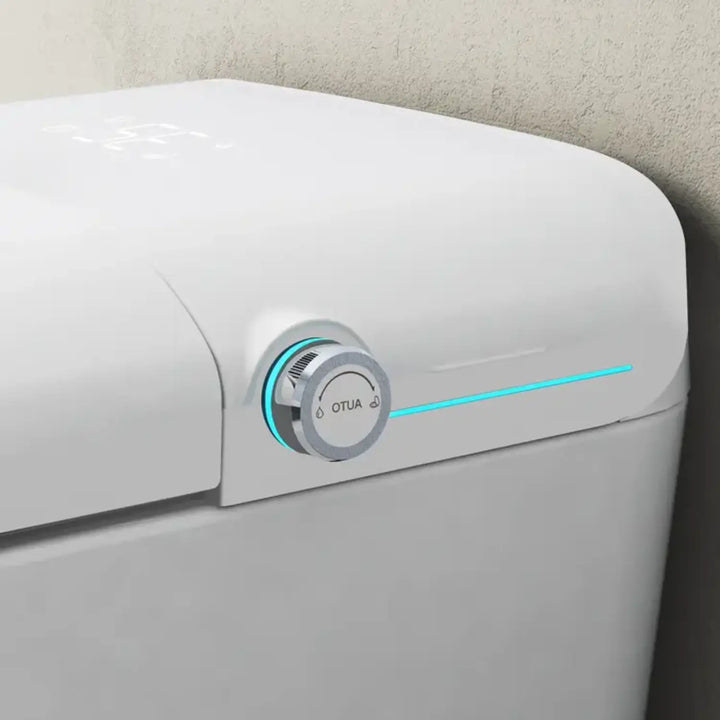 Automatic White Smart Toilet with Voice Control, Warm Wash Bidet, and UV Sterilization