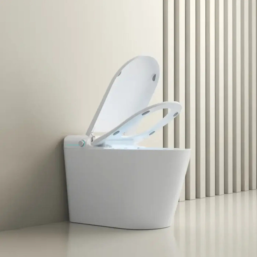 Automatic White Smart Toilet with Voice Control, Warm Wash Bidet, and UV Sterilization
