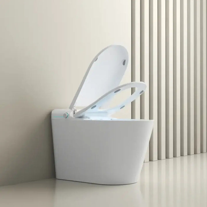 Automatic White Smart Toilet with Voice Control, Warm Wash Bidet, and UV Sterilization