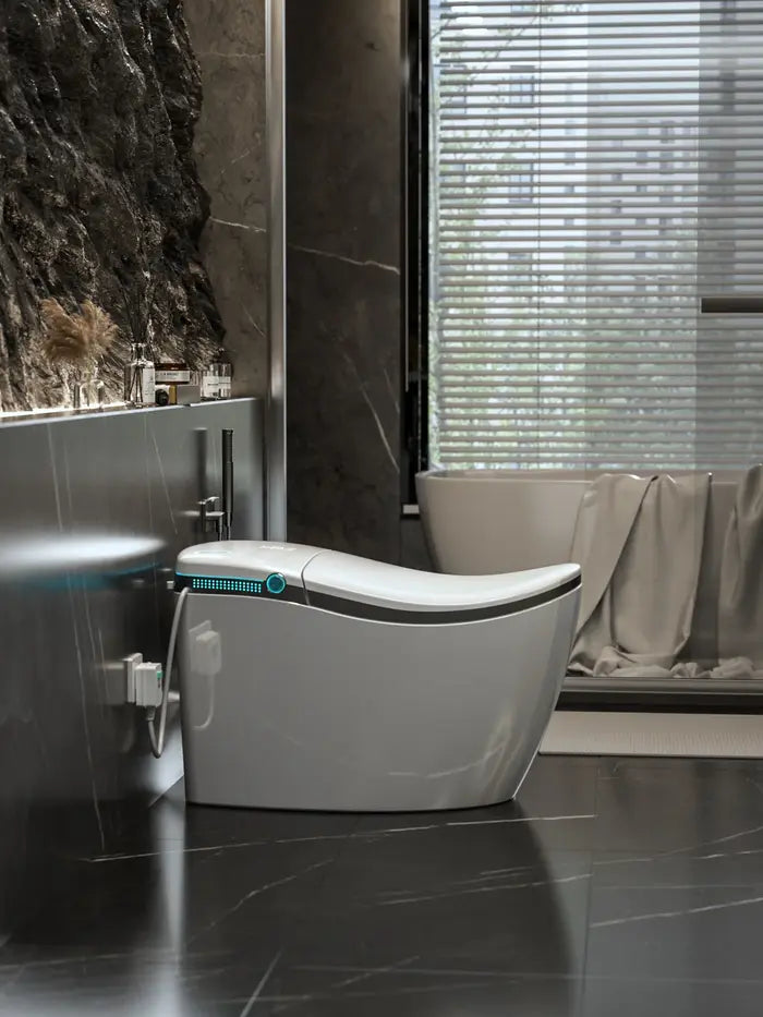 Hands‑Free Smart Toilet with Heated Seat, UV Sterilization, Aromatherapy, and ToeTouch Control